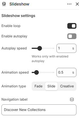 Slideshow general settings