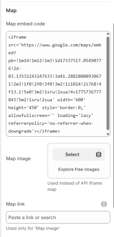 Store locator block map settings
