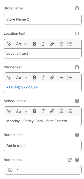 Store locator block settings
