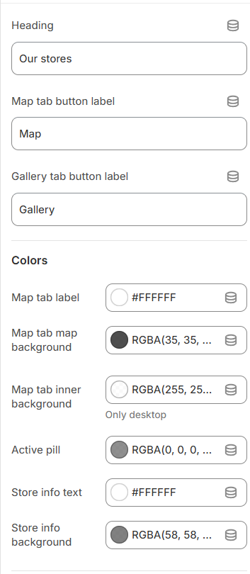 Store locator settings