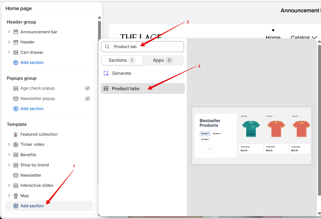 add Product tabs