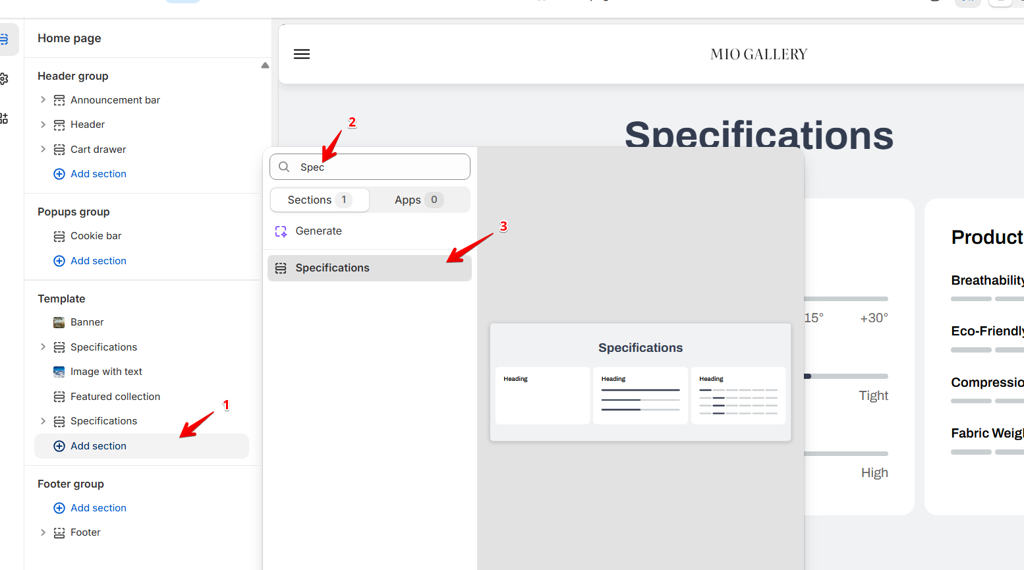 add specifications