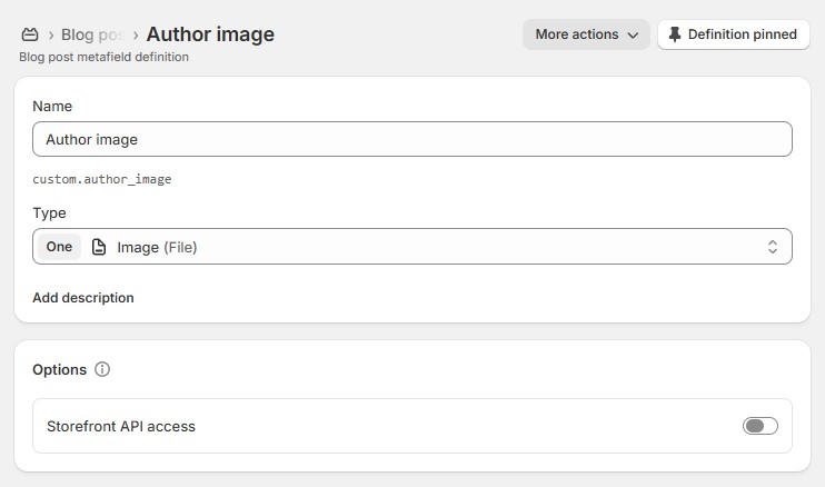 author image metafield
