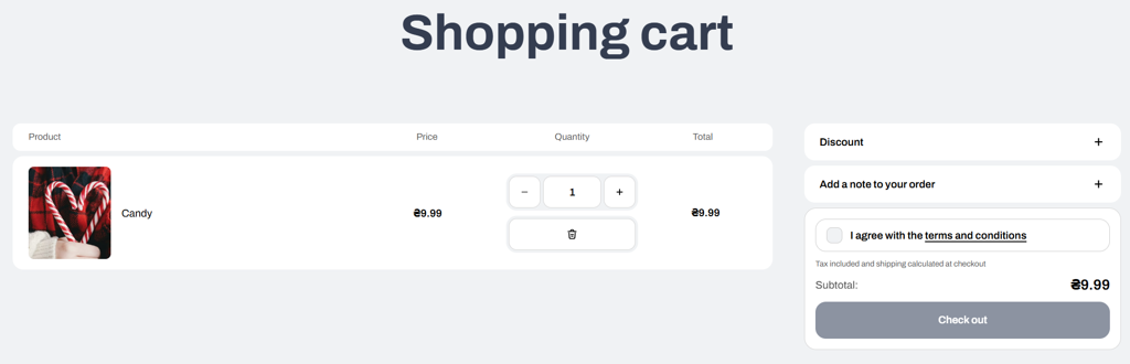 cart page preview