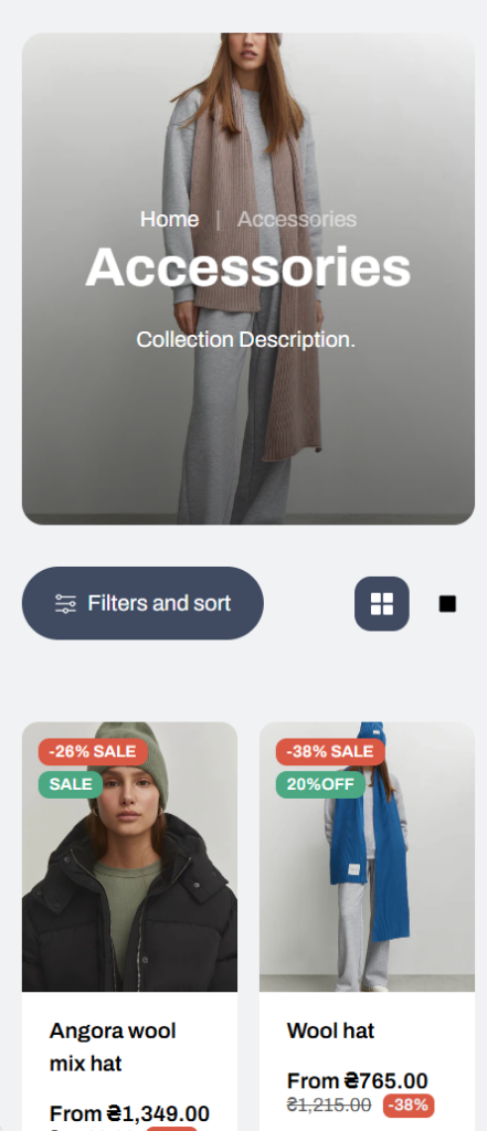collection page fuse theme mobile