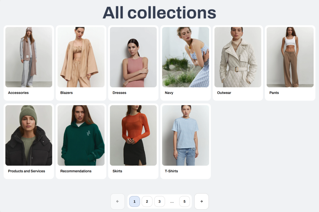 collections list page fuse theme