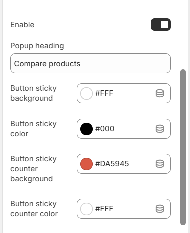 compare products settings