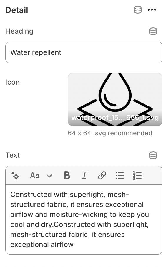 product details block