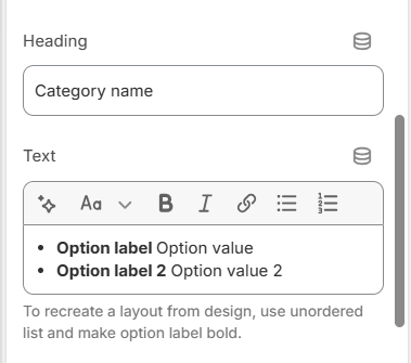 product template collapsible content