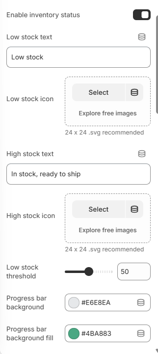 product template inventory status