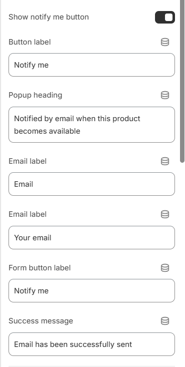 product template notify me