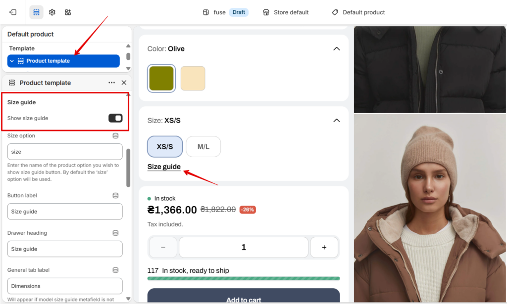 size guide preview