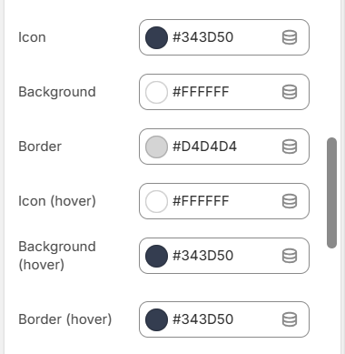social buttons theme settings
