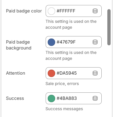 support colors theme settings