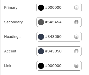 text colors theme settings