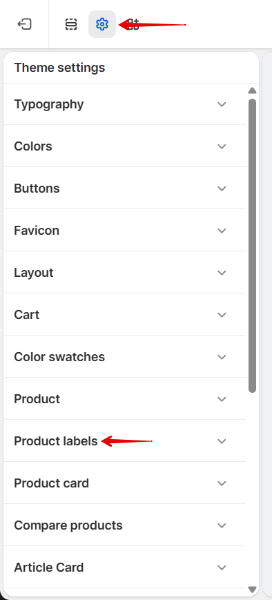 theme settings product labels