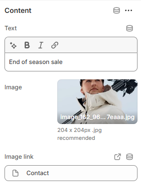 ticker block settings